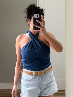 LOFT Dark Denim Halter Top